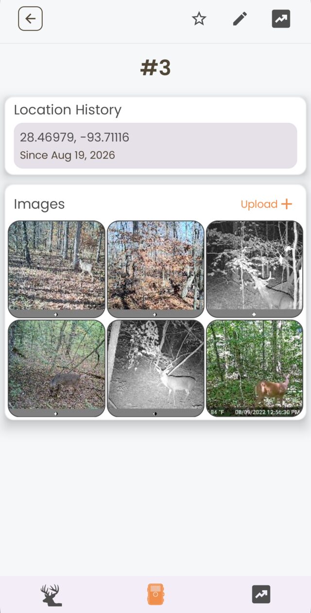 Camera image gallery in the Datascout app